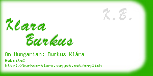 klara burkus business card