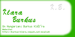 klara burkus business card
